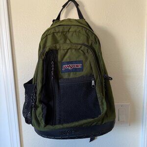 VTG JanSport Rubber Tire Bottom Backpack Heavy Duty Green 90's Retro